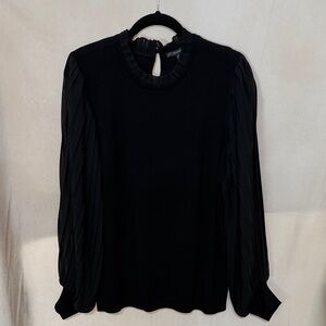 Adrianna Papell Black Blouse with Pleated Sleeves